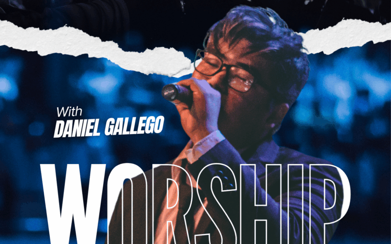 Blue & White Minimalist Worship Event Schedule Announcement Night Poster